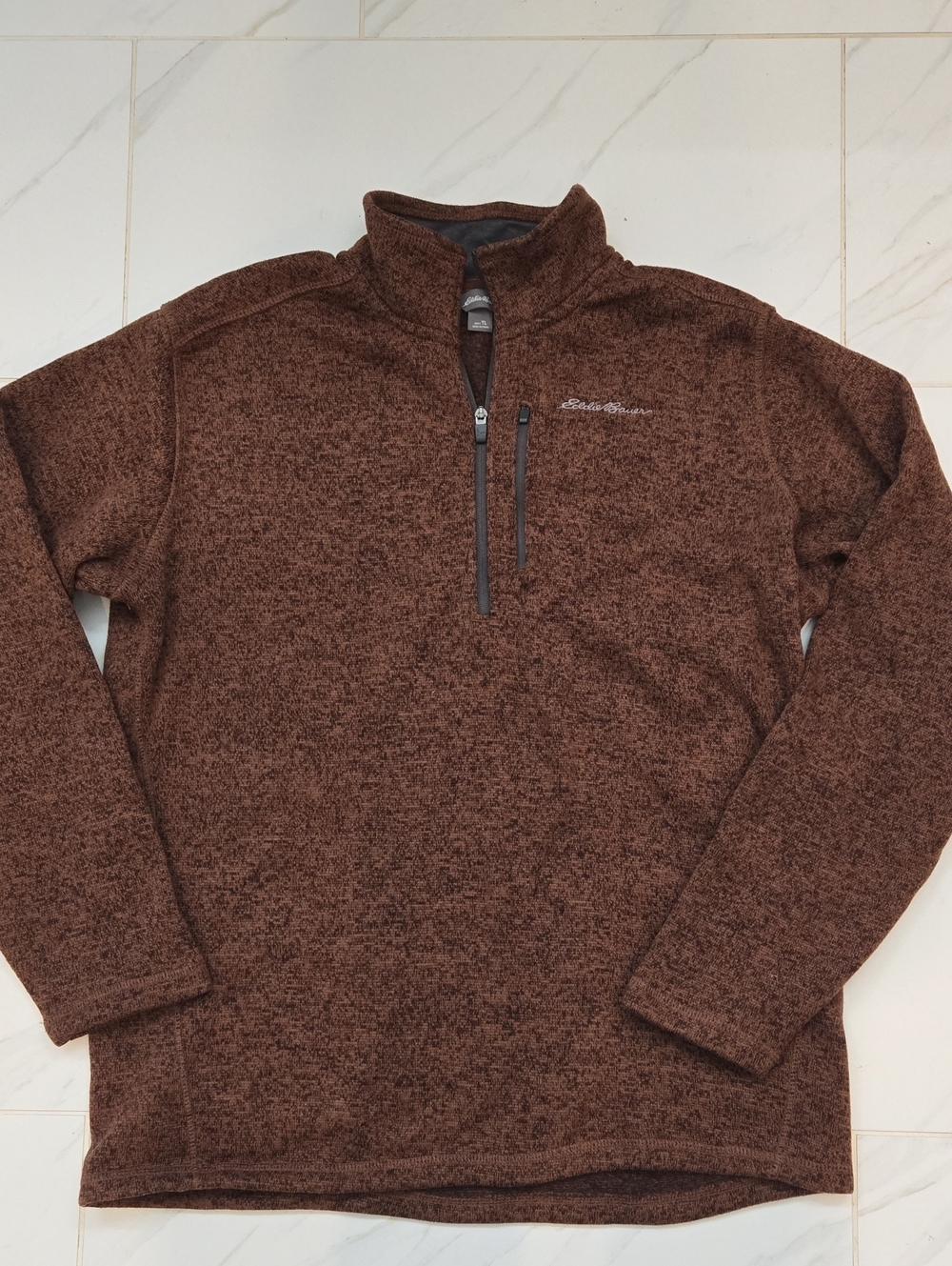Eddie Bauer Brown Heathered Quarter-Zip Pullover